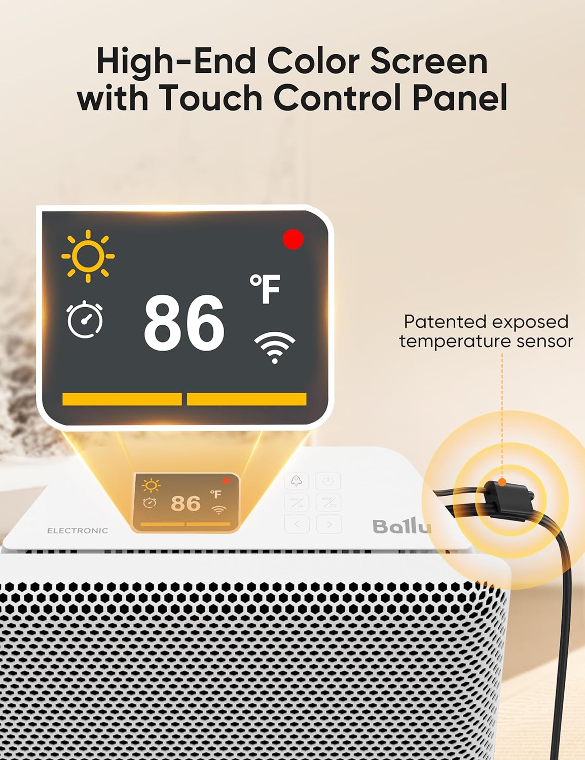 Ballu Mica Infrared Space Heaters for Indoor Use,Wifi APP Control Heater with Ditial Thermostat,24h Timer,Eco mode,Portable Standing,Wall mount,1500W Panel Electric Heaters for Indoor Use Large Room