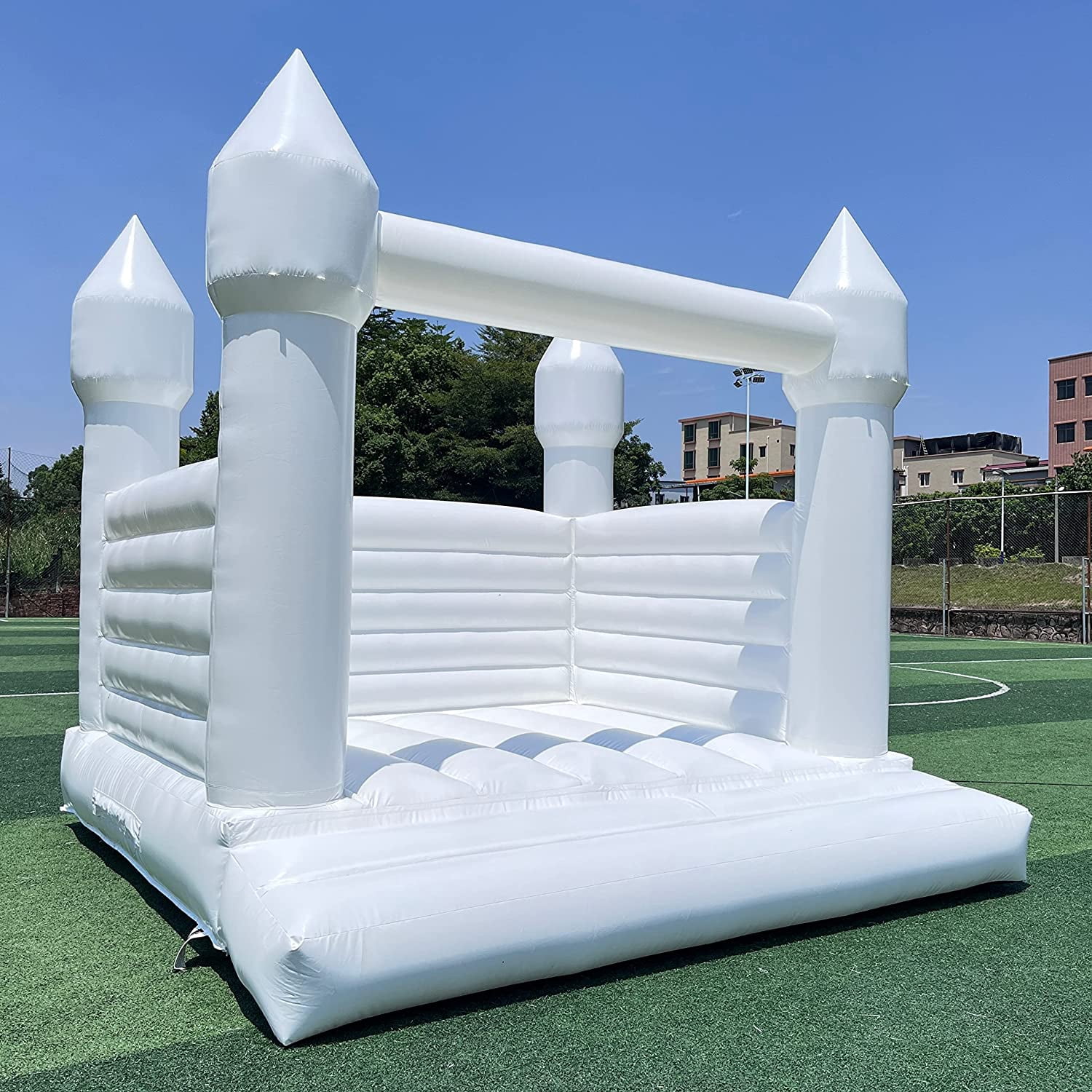 Connsann Commercial White Bounce House 13ft with Air Blower Large Size Jumping Catle for Kids and Adults (13*13*12ft（4*4*3.6m Castle）)