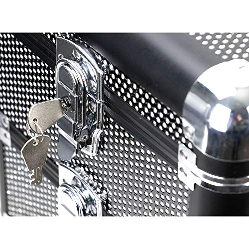 Sunrise 5-in-1 Pro Rolling Aluminum Cosmetic Makeup Artist Train Case Organizer Trays Drawers Extra Lid, Black Krystal
