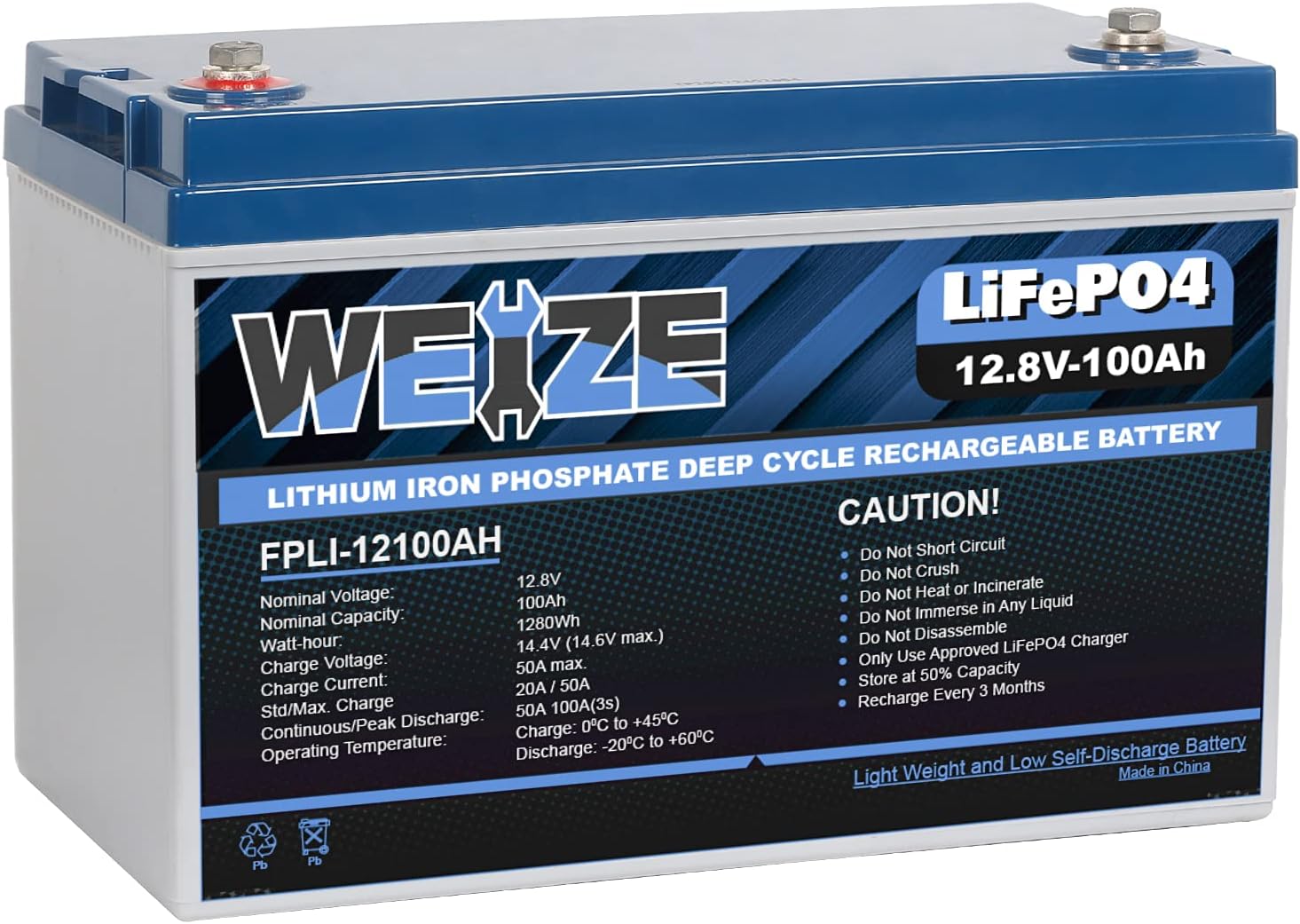Weize 12V 200Ah LiFePO4 Lithium Battery, Up to 8000 Cycles, Built-in Smart BMS, Perfect for RV, Solar, Marine, Overland/Van, and Off Grid Applications