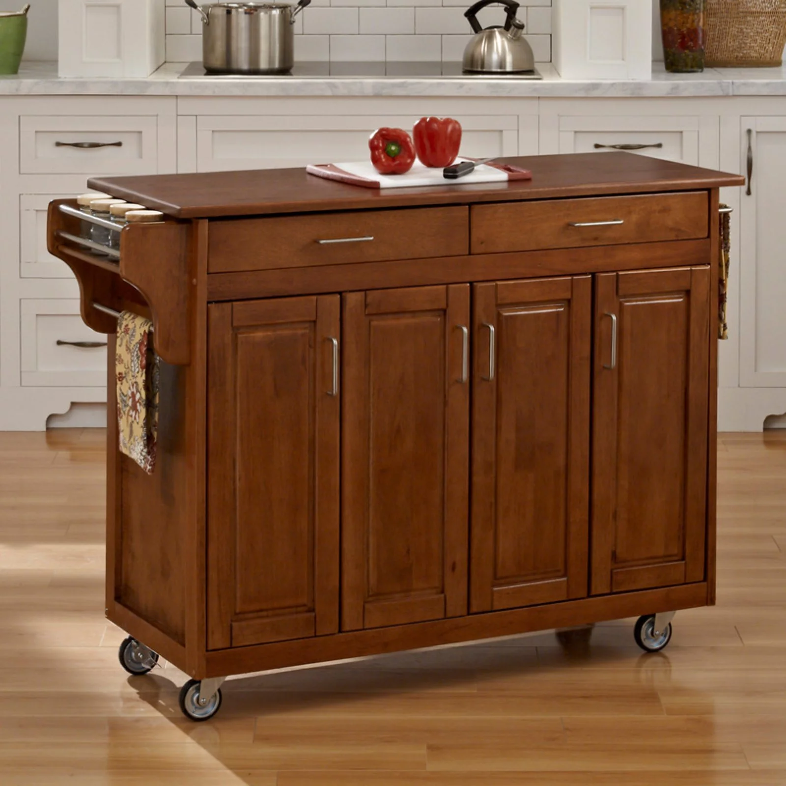 Homestyles Create-a-Cart Wood Rolling Kitchen Cart in Brown - Curated Treasures Market