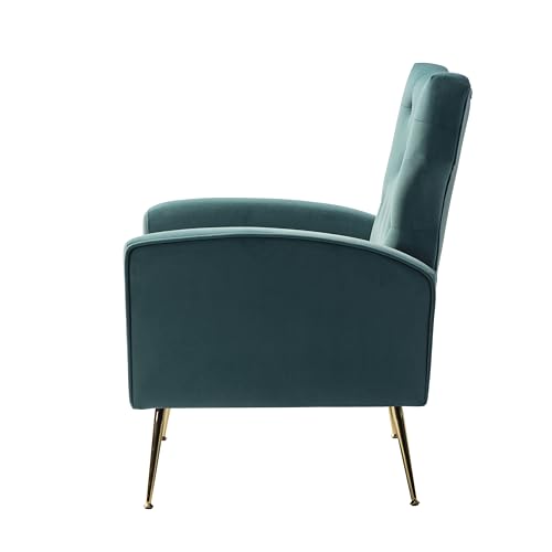 Blue Accent Chair in Living Room with Armchair with Scoop arm, Bedroom, Apartment, Studio, Office, Waiting Room. (Foam + Mid-Century Modern + Teal + Polyester + Primary Living Space)