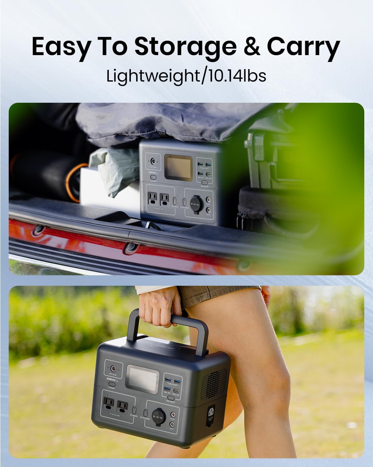 DEENO Fast Charging Portable Power Station 300W (Peak 600W) 120V Dual AC Outlets, 2-Hour Fast Charge, 268Wh LiFePO4 Battery Solar Generator for Home Backup Outdoor Camping RVs Travel