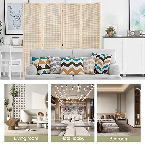 FDW Room Divider Bamboo Room Divider Wall Folding Privacy Wall Divider Wood Screen for Home Bedroom Living Room (6 Panel, Natural)