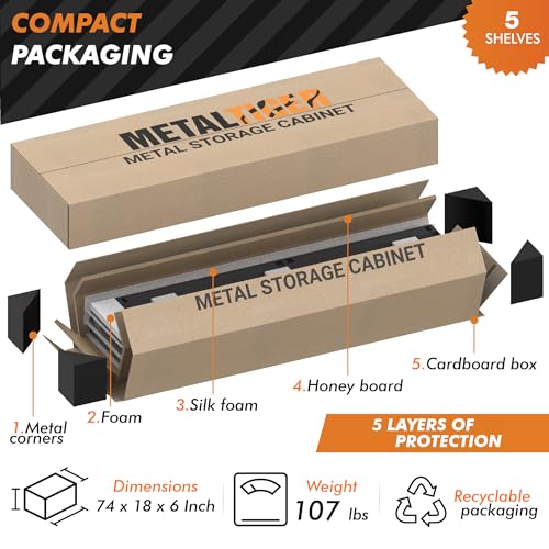 Metal Storage Cabinet with Wheels - Garage Storage Cabinet with Locking Doors | Key Lock | 72" Rolling Tool Storage Cabinet (Dark Gray)