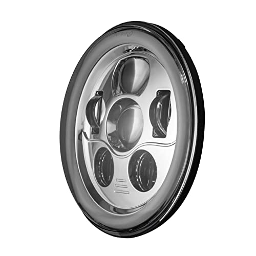 Eagle Lights 8700CG3H 7" LED Headlight Kit with White Halo Ring for Harley Davidson and Indian Motorcycles - Generation III/Chrome Halo Kit/Parent