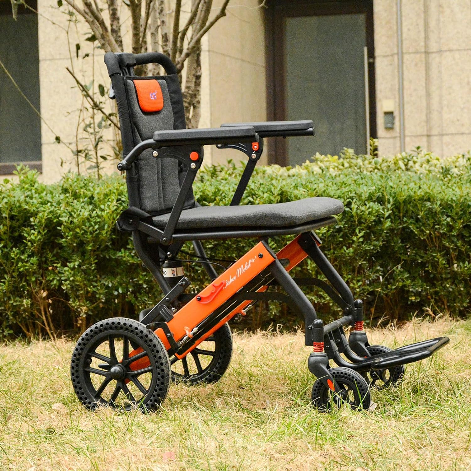 Upgraded Transport Wheelchair, Come with Telescopic Handle and Two Bags, Wheelchairs for Adults, Lightweight Transport Wheelchair, with Safety Belt