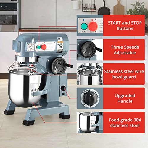 Stand Mixer, 600W Commercial Food Mixer with Stainless Steel 10 Quart Bowl, 3 Speed Electric Stand Mixer, Multifunctional Food Mixing Machine for Baking, Cake, Cookie, Kneading
