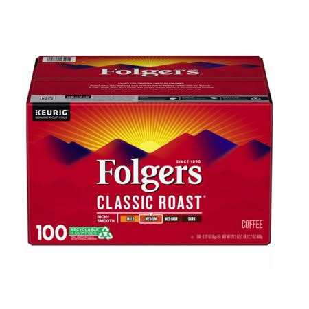 Folgers Classic Roast Coffee K Cups 100 ct