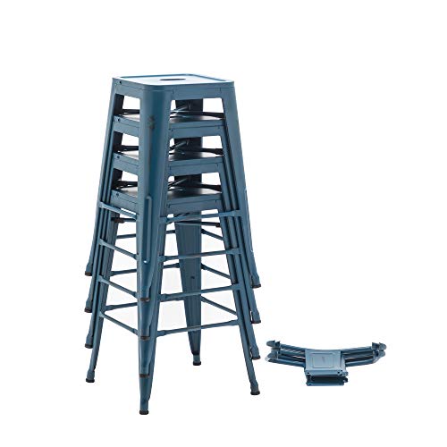 HAOBO Home 26" Low Back Metal Counter Stool Height Bar Stools [Set of 4] for Indoor/Outdoor Barstools, Matte Black