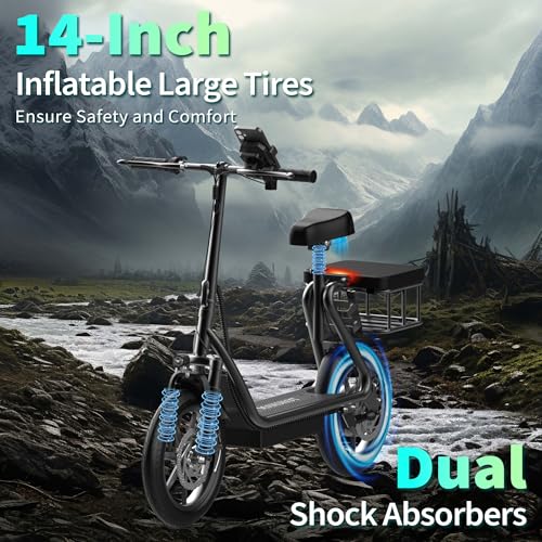 Electric Scooter for Adults, 8.5"/10" Tires, 19/22Mph, 350W/500W Motor, 21-28 Miles Range, Folding E-Scooter with Dual Suspension,APP(V1/SPRO/MAX/PRO)