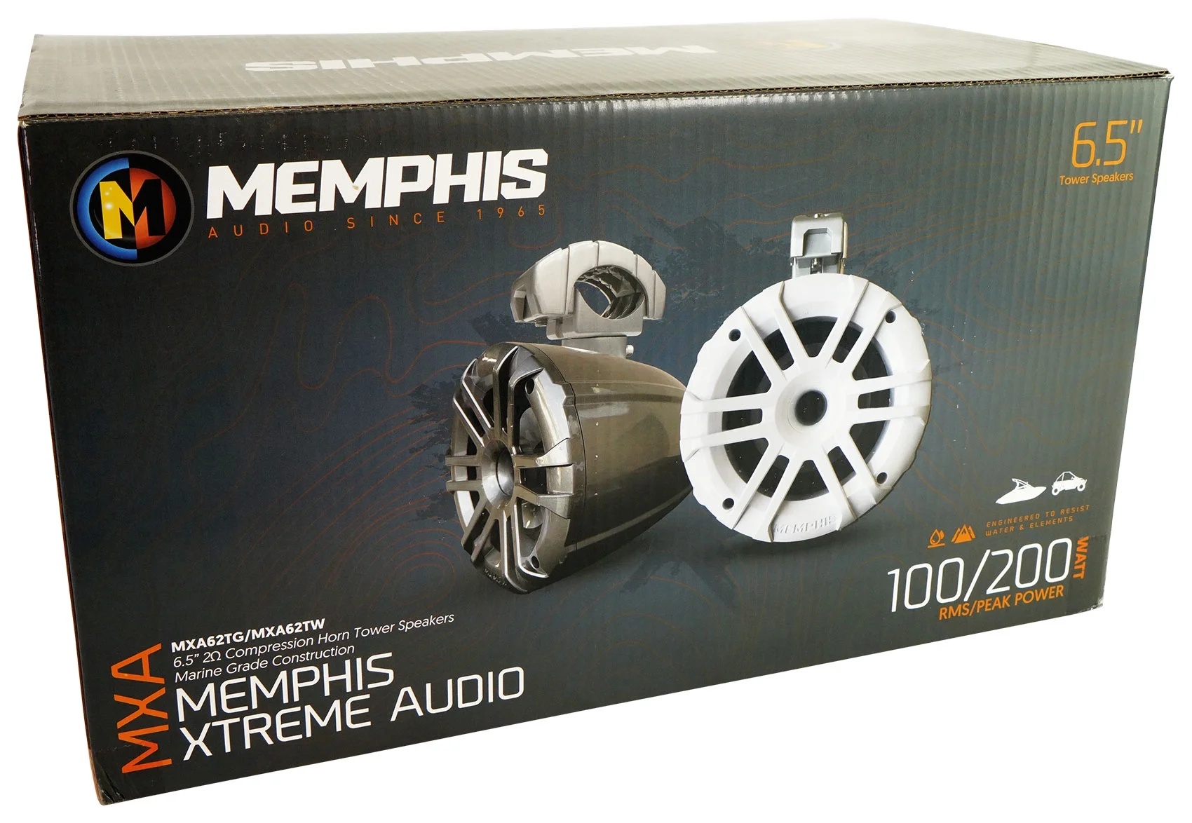 4) Memphis MXA62TG Grey 6.5" Marine Wakeboard Tower Speakers++Receiver+Amplifier