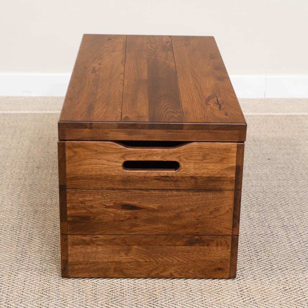 36” Wooden Storage Chest – Handmade Amish Hope Chest – Storage Trunk w/Anti-Slam Hinges – Solid Wooden Chest w/Handles – Clothing, Keepsake & Blanket Chest (Rustic Hickory Wood, Asbury Stain, 36”)