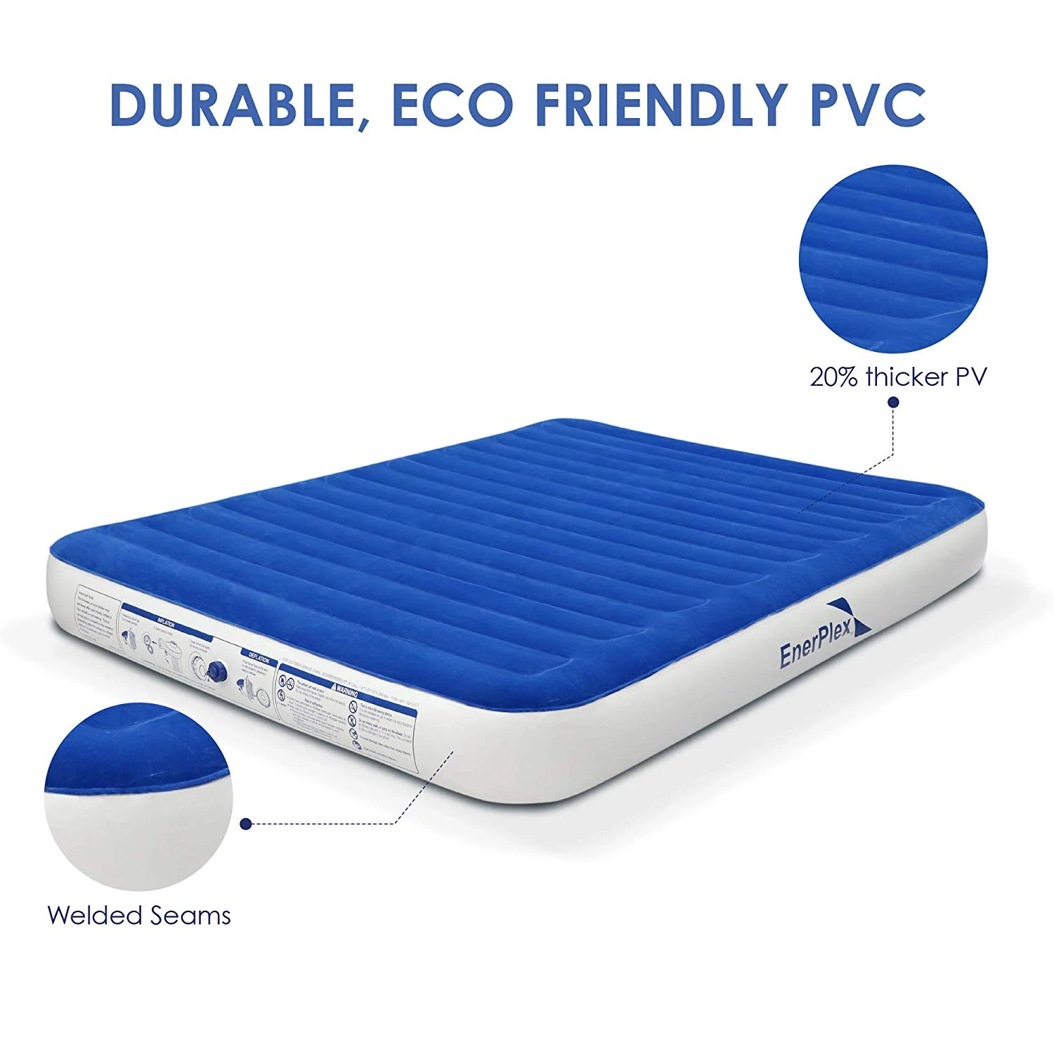 EnerPlex Luxury 9 Inch Queen Camping Air Mattress with High Speed Wireless Pump