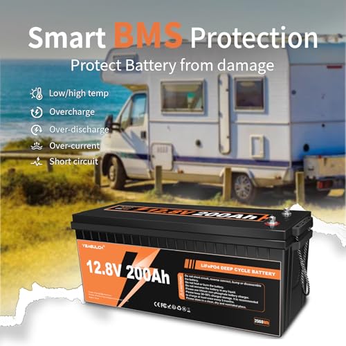 12V 300Ah LiFePO4 Lithium Battery, Built-in 200A BMS with 6000+ Deep Cycles Rechargeable 3840Wh Lithium Battery for RV Solar Marine Solar Panel Camping