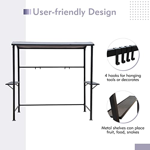 COBANA Grill Gazebo 8’by 4.6’ Outdoor Patio BBQ Canopy with Single-Tier Soft Top and Metal Shelves, Beige