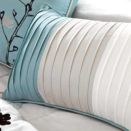 Madison Park Quincy Cozy Comforter Nature Scenery Design - All Season Bedding, Matching Bed Skirt, Decorative Pillows, Quincy, Leaf & Bird Khaki King(104"x92") 7 Piece