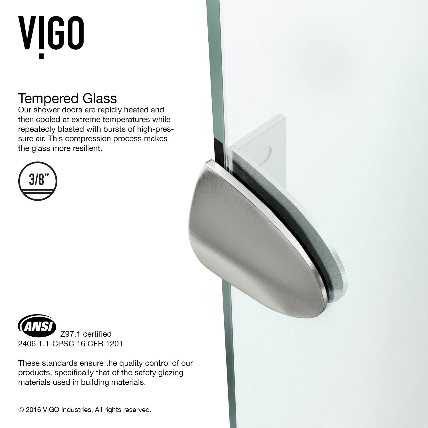 Vigo Frameless Neo-Angle 3/8-Inch Clear Shower Enclosure Brushed