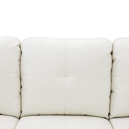 Sofa 3 Piece Left Facing Linen, L Shaped Sectional Couch with Chaise Ottoman,PU 6 Seat Sofa&Couch for Living Room, Red