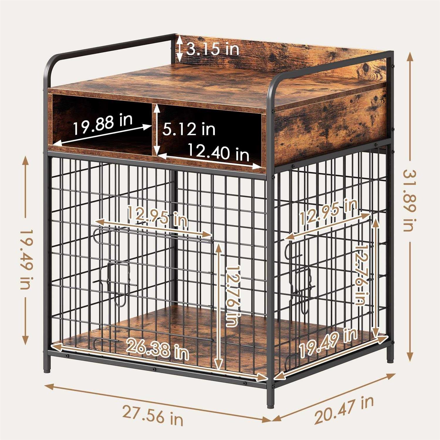 Saudism Dog Crate Furniture Dog Kennel Indoor Wood Dog Cage Table with Drawers Storage - Pet Supplies online store