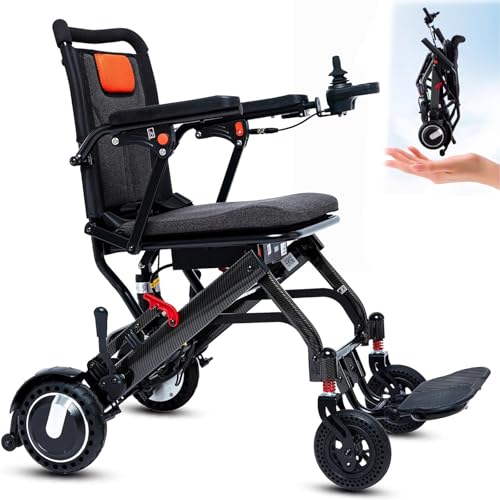 Portable Power Wheelchair for Adults Seniors(Only 38lbs)-All Terrain Lightweight Foldable Electric Wheelchairs,Travel Size,12 mi Cruise Range,Compact Motorized Wheelchair Daily Use,Black