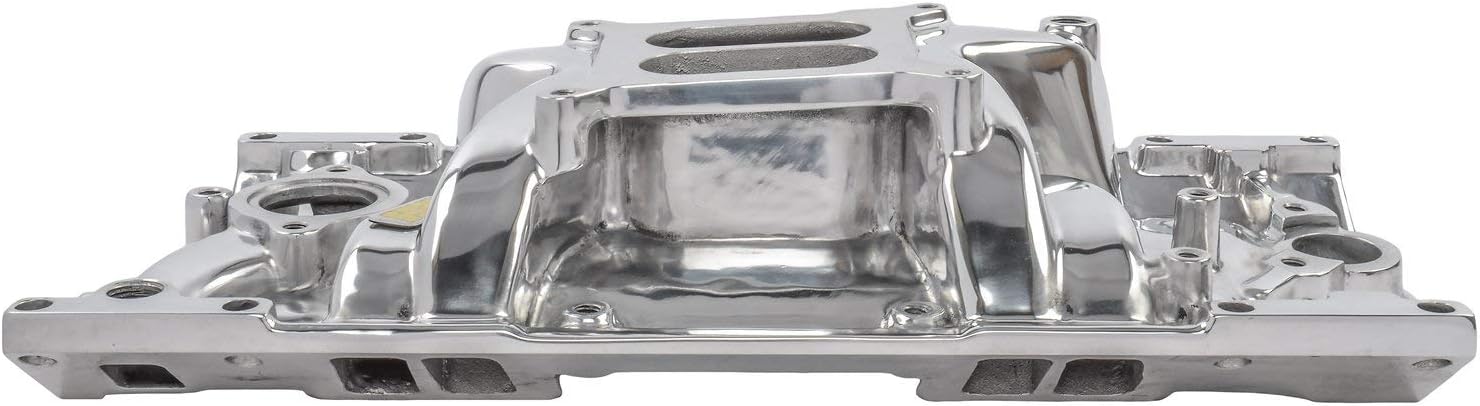 JEGS Small Block Chevy 1996-2002 Intake Manifold | For Use With Vortec Cast Iron Cylinder Heads | Non-EGR Design | Idle - 5500 RPM Power Range | Polished Aluminum | Square Bore Carburetor Mounting Pad