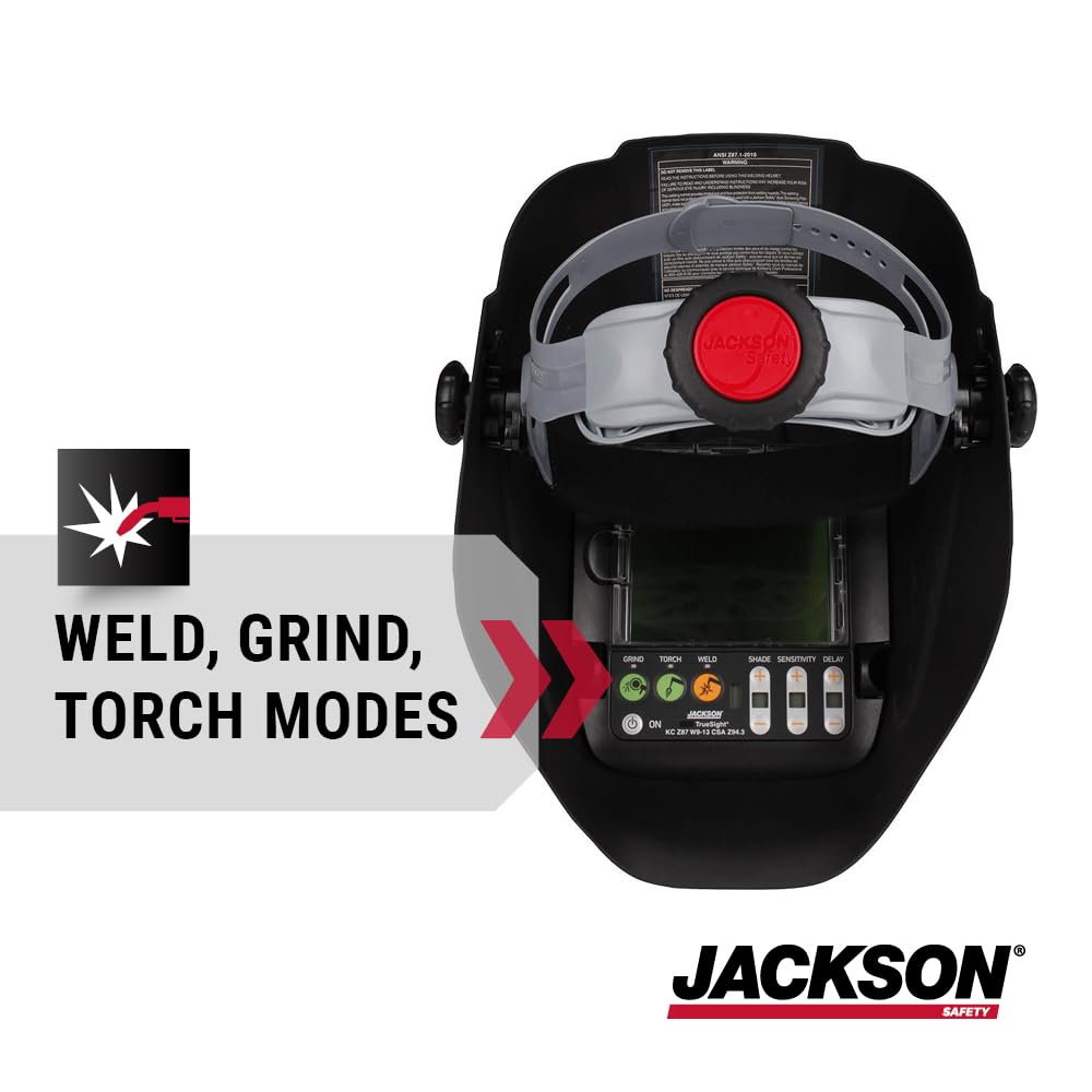 Jackson Safety HLX Welding Hood with TrueSight II Digital Variable ADF Balder Technology - Lightweight Auto Darkening Welding Helmet - ANSI Z87.1
