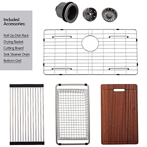 30 In Black Undermount Workstation Kitchen Sink - Dorzom 30”x19” In Metallic Matte Black Stainless Steel Under Mount 18 Gauge 10 Inch Deep Single Bowl Workstation Ledge Kitchen Sink with Accessories
