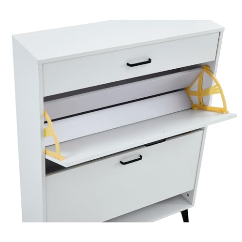 Free Standing Shoe Storage Cabinet With Metal Legs Space-saving Design Shoe Rack Storage Organizer For Heels Boots Slippers grey
