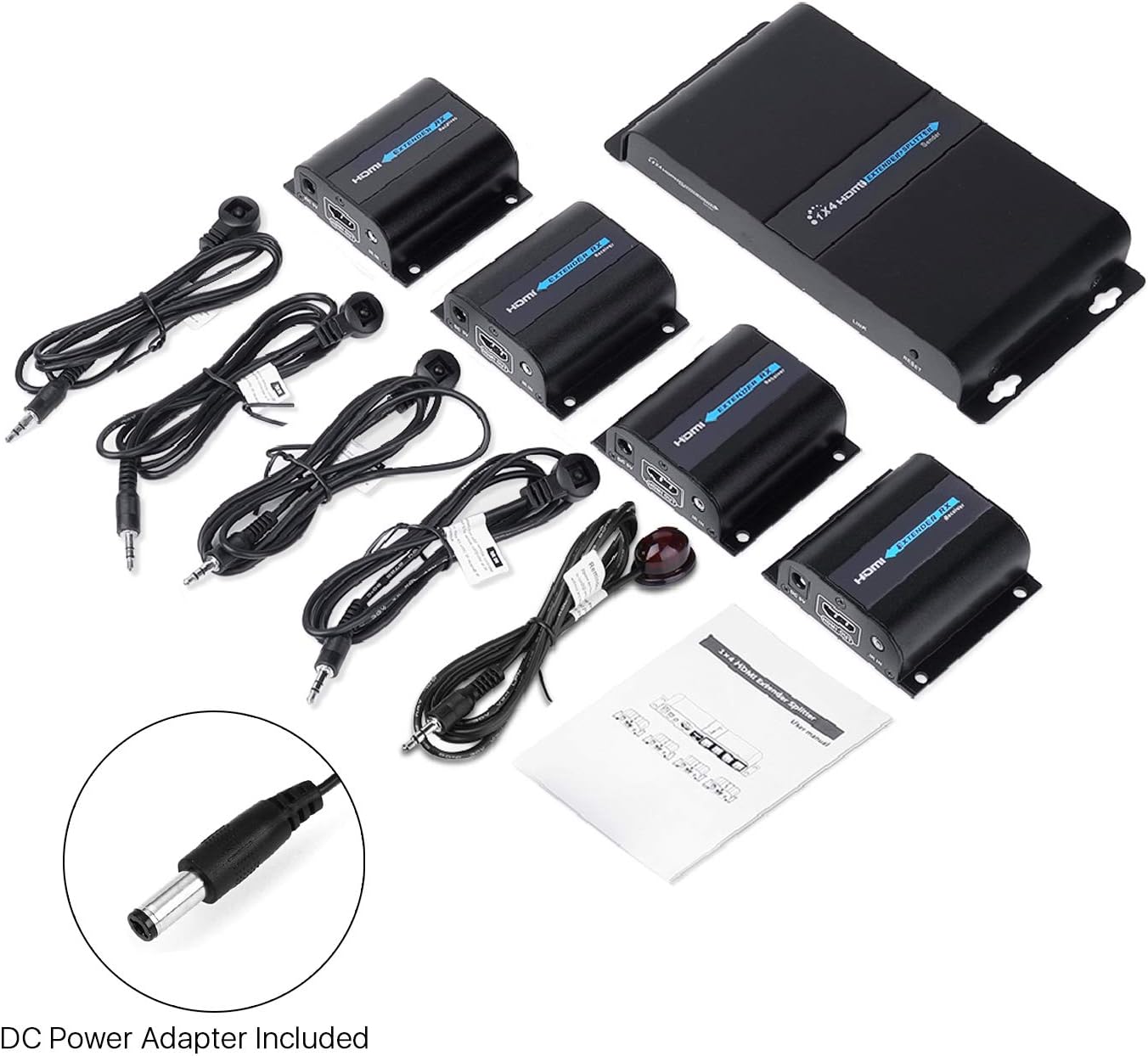 TNP HDMI Extender Splitter over Ethernet Cat6/Cat7 Cable w/ IR Remote Control Extension Support - Extend Long Distance HDMI Singal Distribution Kit Relay Hub Amplifier (8 Port - 1 Input 8 Outputs)