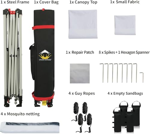 CROWN SHADES 13x13 Pop Up Gazebo, Canopy Tent, Gazebos on Clearance - Outdoor Gazebo for Backyard & Patio Furniture - Carpa Pop Up Tent with Wheeled STO-N-Go Cover Bag (Grey)