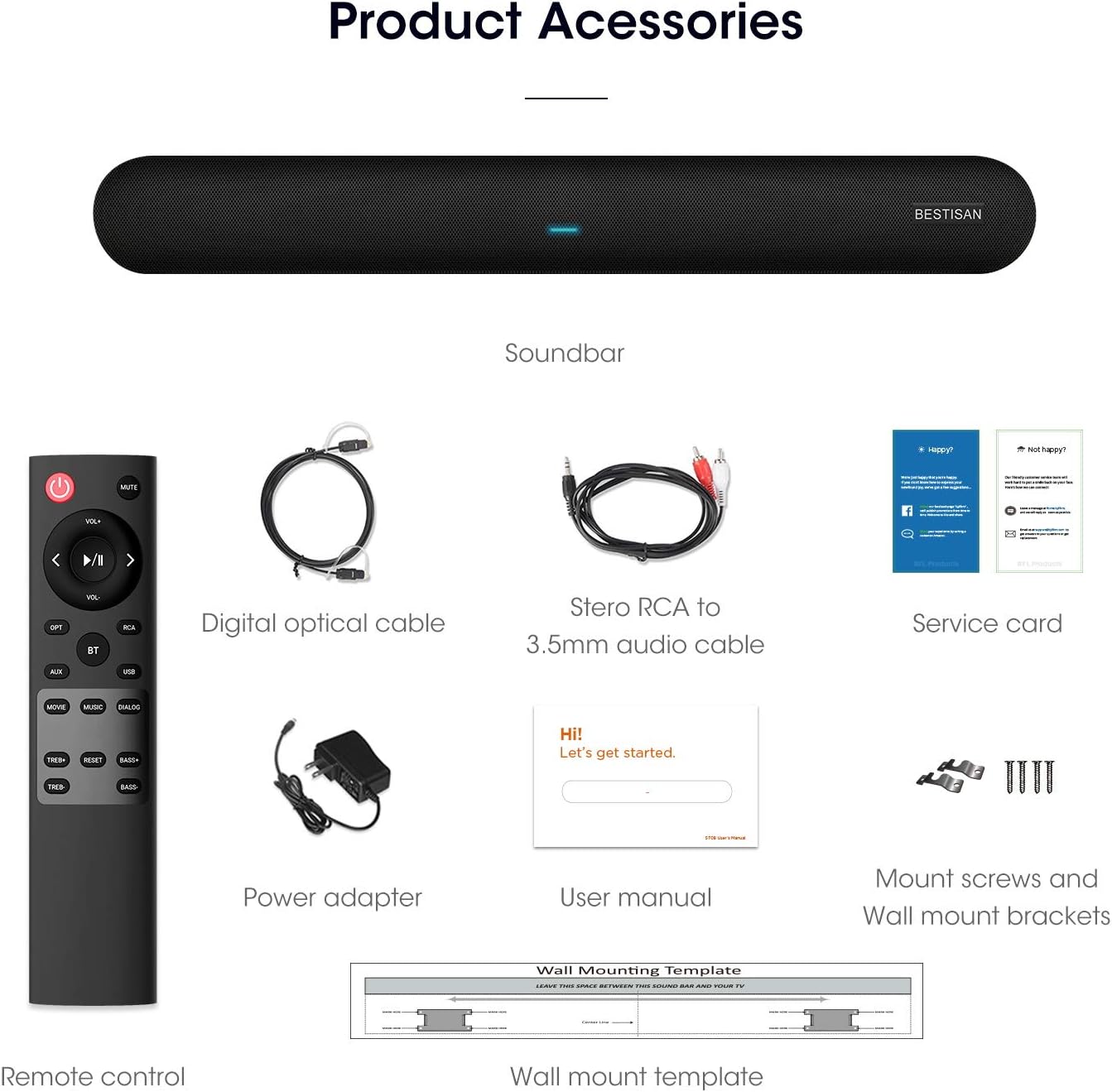 Sound bar, Bestisan Soundbar TV Sound bar Wired and Wireless Bluetooth Audio Speakers(28 Inches, 4 Drivers, Bluetooth 5.0 Version, Optical Cable Included, Bass Adjustable) Pack of 2