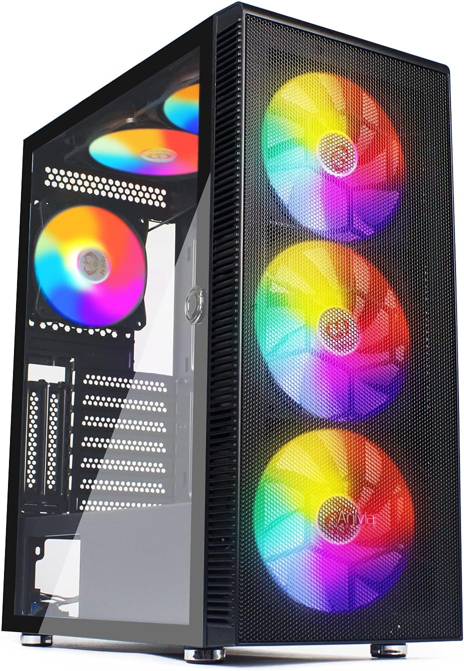ATX Mid-Tower PC Gaming Case with Magnetic Design Dust Filter Pre-Installed 6 x 140mm Fans Glass Side Panel Cable Management System Airflow Computer Chassis