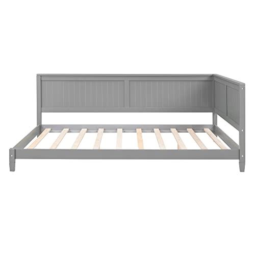 Harper & Bright Designs Full Daybed Frame, Full Size Platform Bed with Slat Support, Sturdy Wood Full Sofa Bed for Living Room, Bedroom, No Box Spring Needed (Full, White)