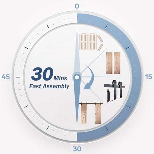FREDBECK 48in x 80in Sliding Wood Barn Door with 8FT Barn Door Hardware Kit Included K Shape Solid Spruce Panel Sliding Door Double Surfaces Need to Assembly