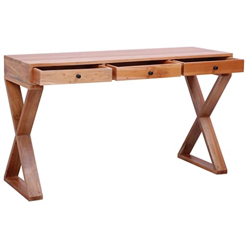 Office Desks Computer Desk Natural 52"x18.5"x30.3" Solid Mahogany Wood,Versatile and Durable Wooden Computer Desk with Ample Storage