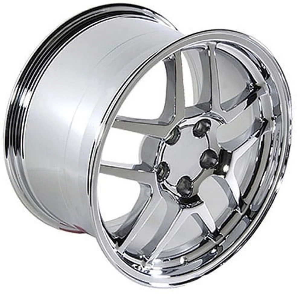 17x9.5 Wheels Fit Corvette, Camaro - C5 Z06 Style Chrome Rims, Hollander 5146 - SET Fits select: 1988-1996 CHEVROLET CORVETTE, 1993-1997 CHEVROLET CAMARO Z28