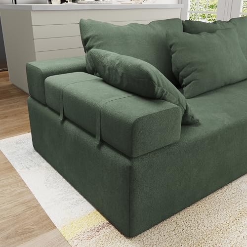 108" L-Shaped Upholstered Sectional Sofa Couch with 6 Pillows, Fits 4 People, Timeless and Chic Design,Chenille Fabric, Space-Saving Design, Holds 300 lbs/Seat,Green,Right Chaise