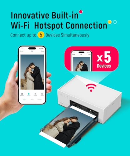 Liene 4x6'' Photo Printer, Phone Printer 100 Sheets & 3 Cartridges, Full-Color Photo, Portable Instant Photo Printer for iPhone Android, Thermal Dye Sublimation, Wi-Fi Picture Printer 100 Papers