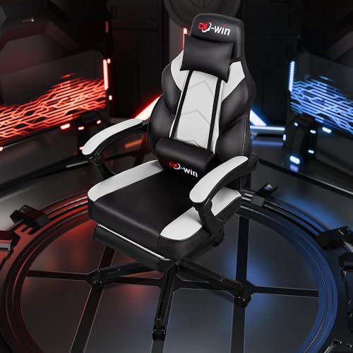 Gaming Chairs for Adults, Computer Chair with Footrest and Ergonomic High Back, Big and Tall Gamer Chairs with Massage Lumbar Support, 360° Swivel Height Adjustable, Blue