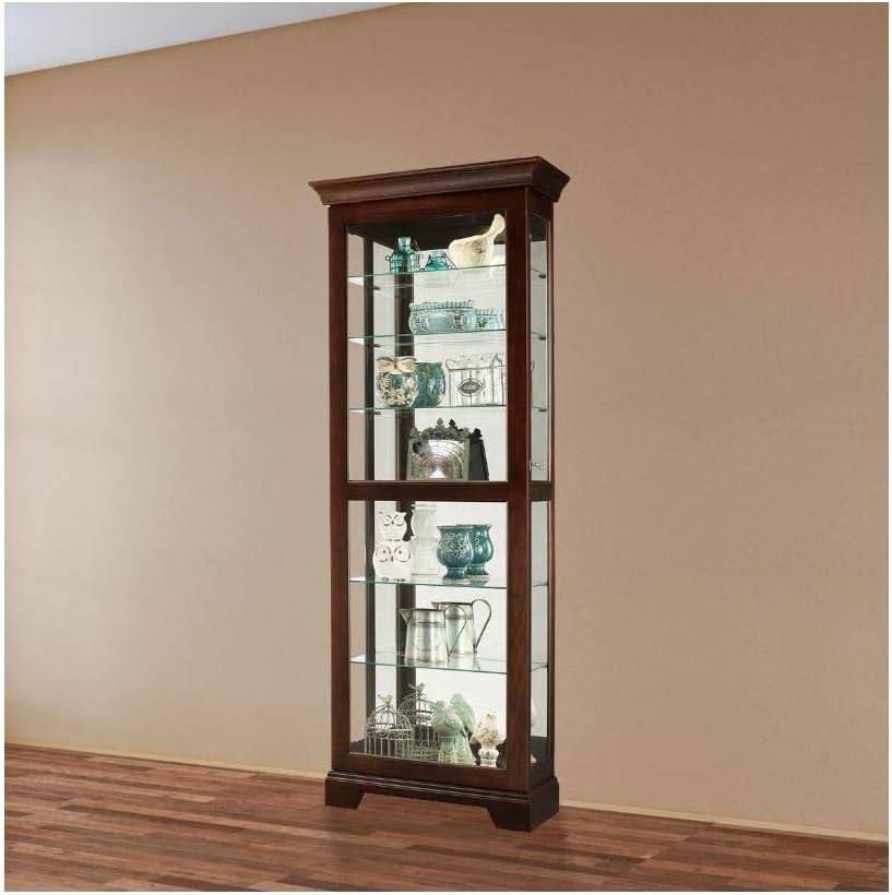 Howard Miller Martindale II Curio Cabinet 680-577 – Espresso Finish Home Decor, Six Shelves, Seven Level Display Case, Locking Slide Door, Halogen Light Switch