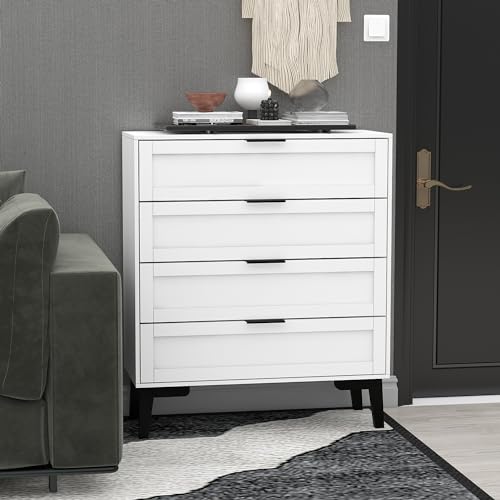 TaoHFE 6 Drawer Dresser for Bedroom Modern White Chest of Drawers for Nursery Wood Dresser for Kids Horizontal Dressers & Chests of Drawers for Bedroom Living Room (White/ 6 Drawer)