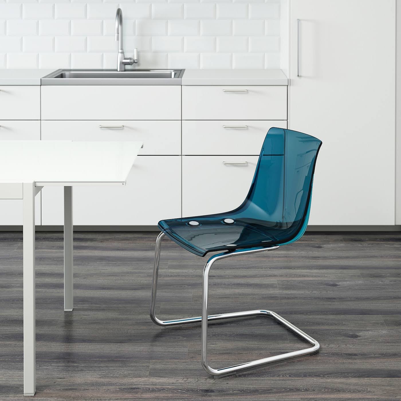 IKEA - Tobias Chair, Blue/Chrome Plated, Tested for: 243 lb