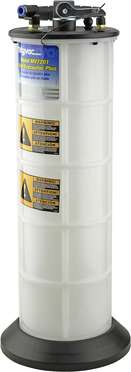 Mityvac 7201 Manual Fluid Evacuator Plus with 2.3 Gallon Reservoir; Evacuates or Dispenses Fluids with Push Button; Evacuate Through The Dipstick Tube