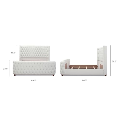 Jennifer Taylor Home Brooklyn King Tufted Panel Bed Headboard and Footboard Set, Opal Grey Velvet