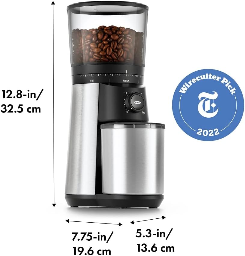 OXO Brew Conical Burr Coffee Grinder, Silver & Steel POP Container Short Rectangle- 1.7 Qt for Brown Sugar, Dried Beans and More,Grey