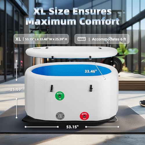 XL Cold Plunge Tub, Ice Bath Tub for Athletes, Water Chiller Compatible, Portable Ice Bath at Home Outdoor, Black, 53.15" L x 33.46" W x 25.59" H