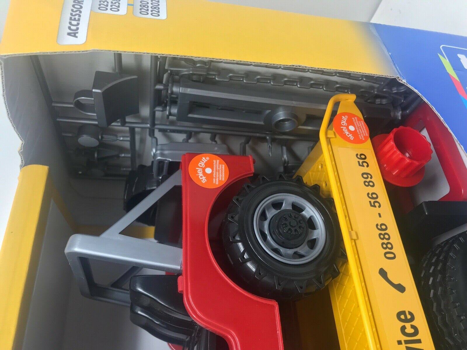 Bruder Action Vehicle Tow Truck Carrying Jeep with Crane and Accessories