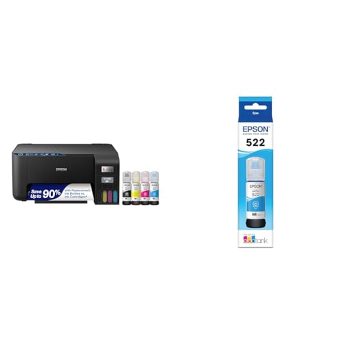 Epson EcoTank ET-2400 Wireless Color All-in-One Cartridge-Free Supertank Printer with Scan and Copy – Easy, Everyday Home Printing, Black