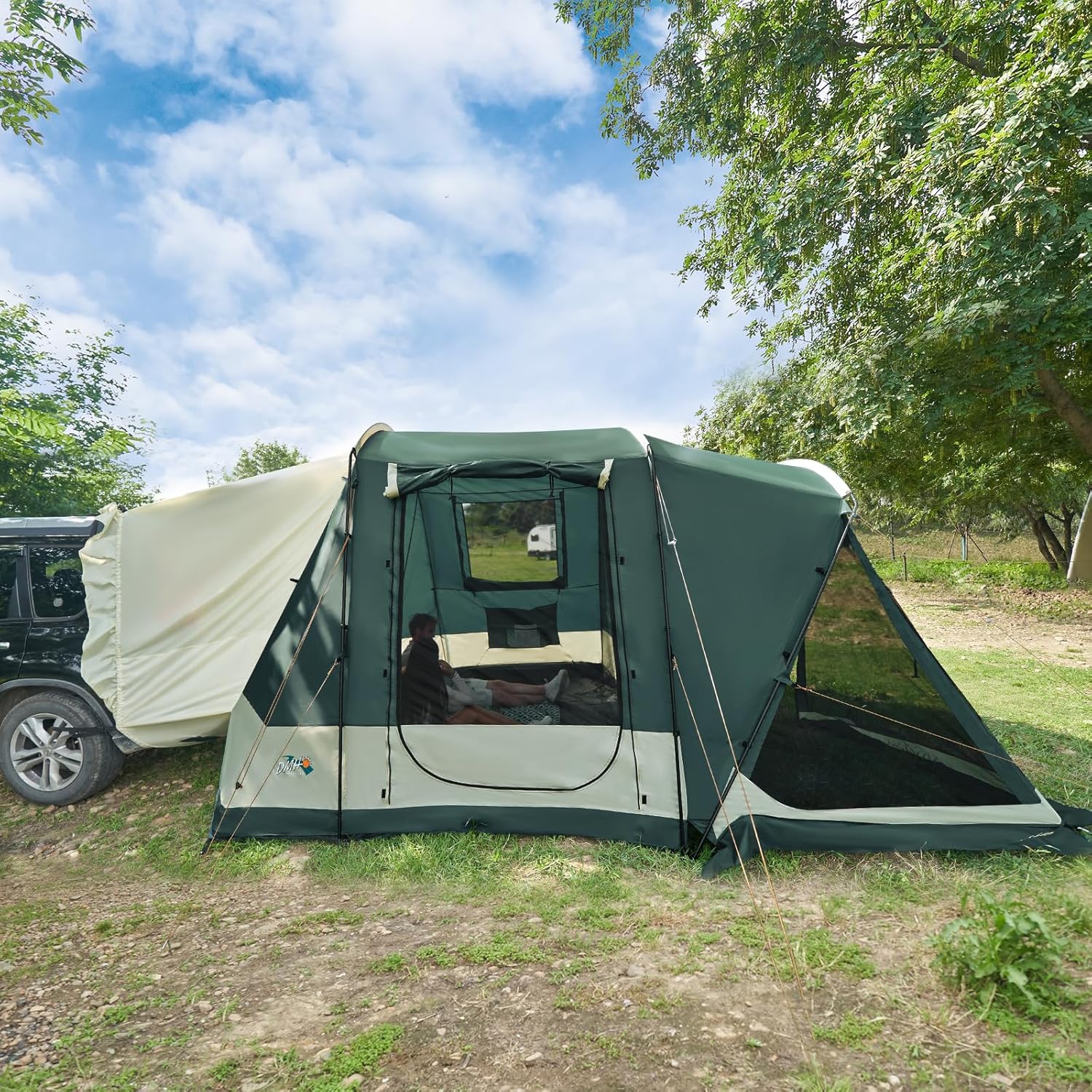 SUV Tent with Screen Porch, 5 Person SUV Tents for Camping, SUV Tailgate Tent for Outdoor, Easy Set Up Car Van Tent, Car Camping Tent Includes Movie Screen, 12'x10'x87in(H)